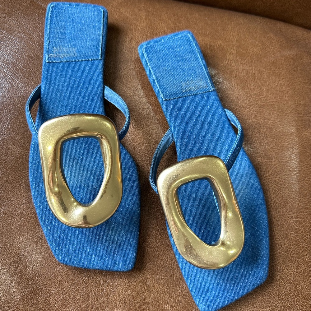 Jeffrey Campbell Denim and Gold Sandal